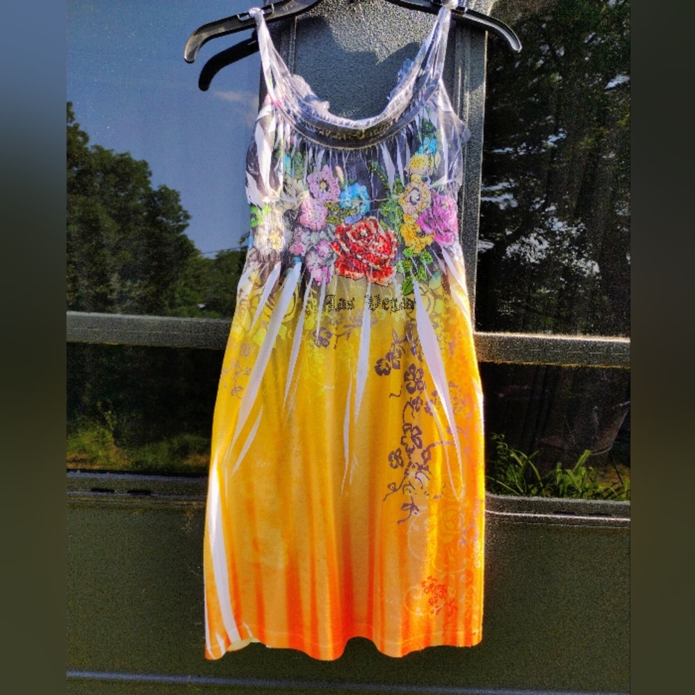 Floral Yellow and Orange Y2k Chelona Dress